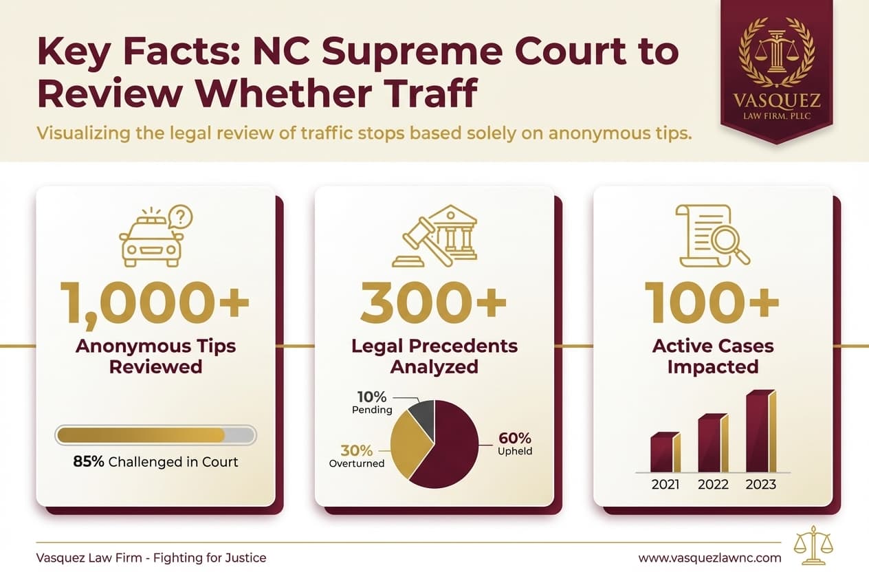 Estadísticas Clave y Datos para La Corte Suprema de Carolina del Norte Revisará la Legalidad de Paradas de Tránsito Basadas en Denuncias Anónimas
