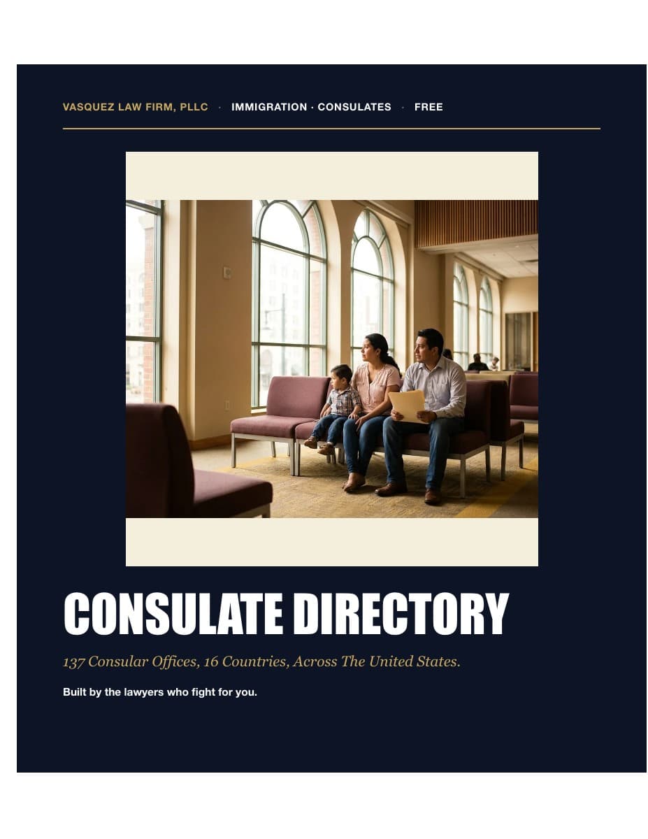 Vasquez Law Firm guide cover: Consulate Directory