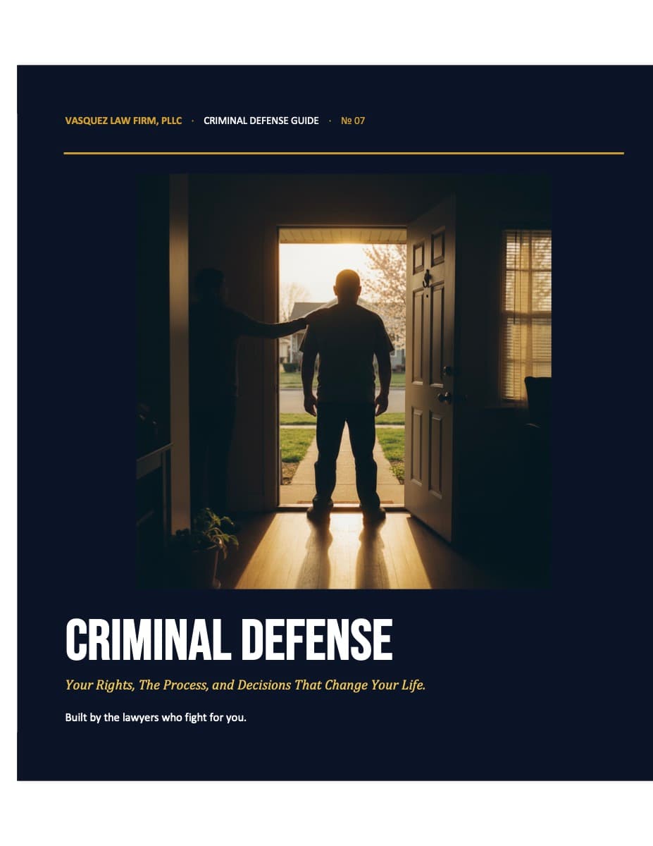 Vasquez Law Firm guide cover: Criminal Defense