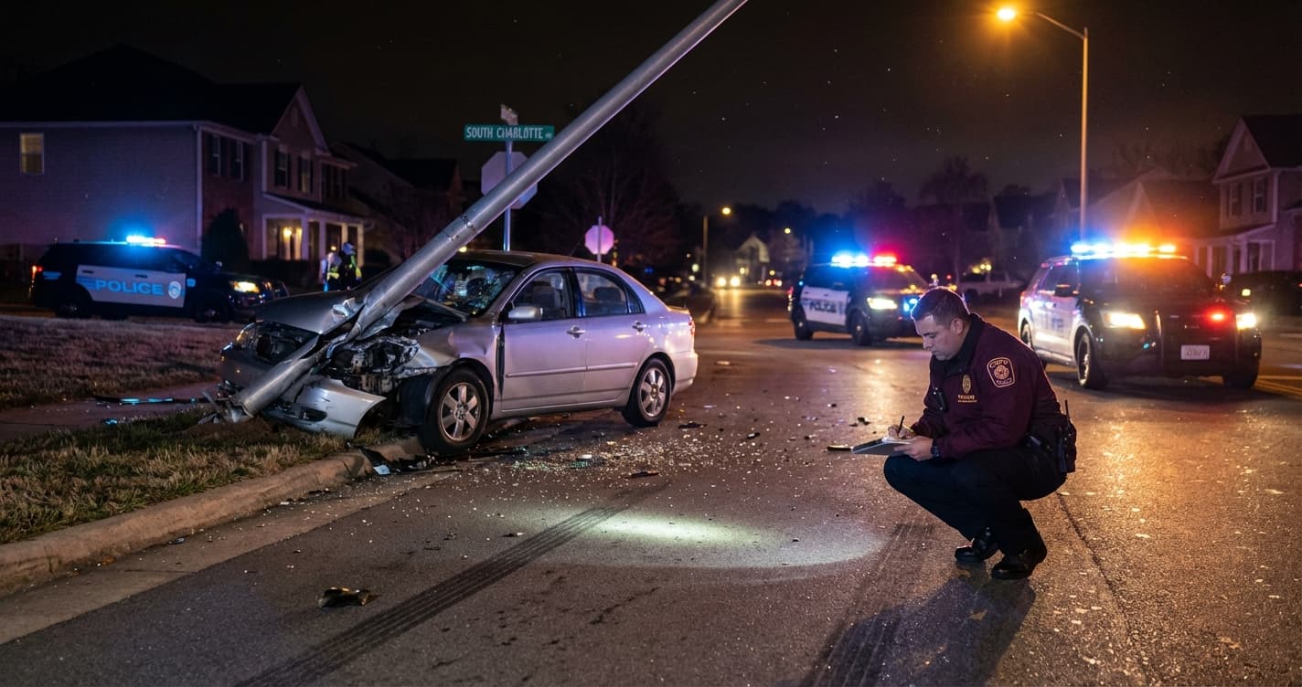 CMPD: Driver Charged with DWI After Crashing in North Carolina