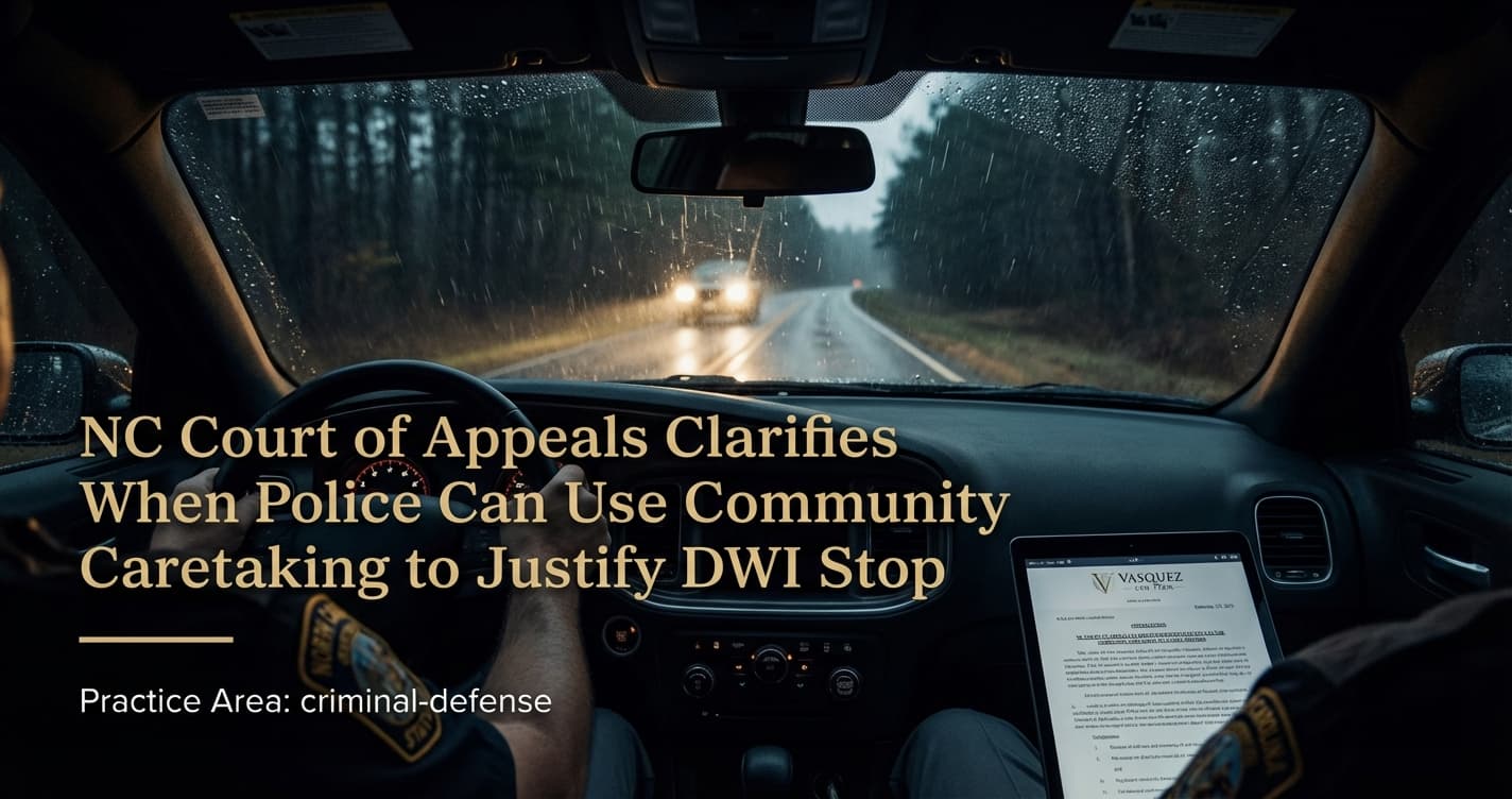 NC Court of Appeals Clarifies Police Use of Community Caretaking in DUI Stops