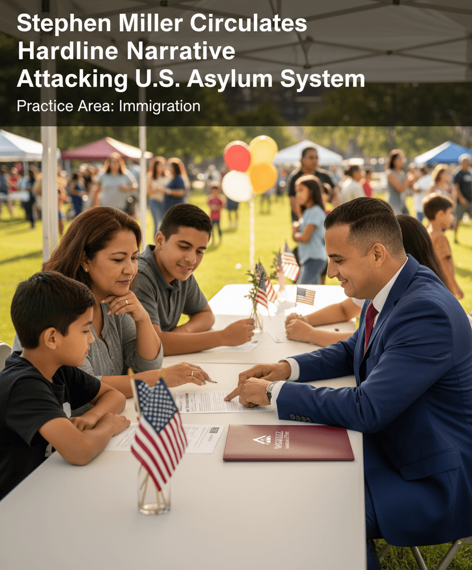 Stephen Miller Circulates Hardline Narrative Attacking U.S. Asylum System