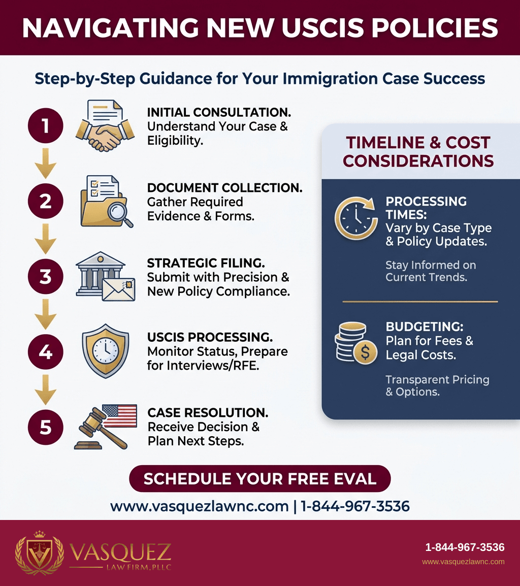 Línea de Tiempo del Proceso para Impacto de los Memorandos de Política de USCIS en Casos Migratorios para 2026