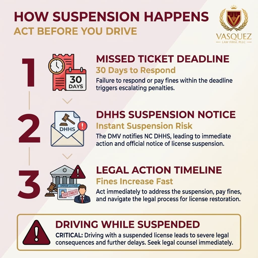 Infografía 1 para Cómo una Suspensión del DHHS Muestra Qué Tan Rápido Puede Perder Su Licencia en NC