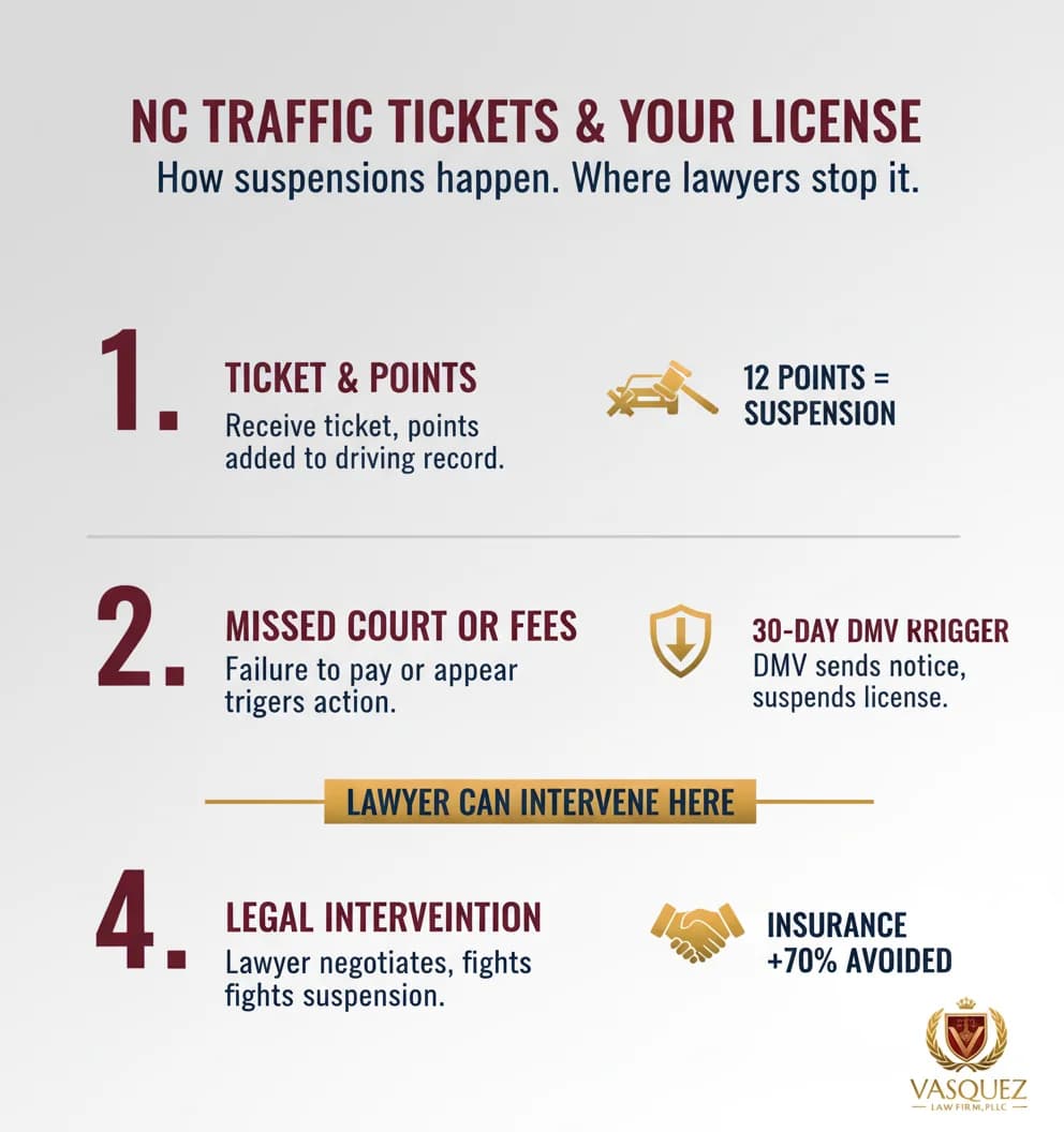 Infografía 1 para Lo que las Suspensiones de Abogados Revelan Sobre la Defensa de Multas de Tráfico en NC
